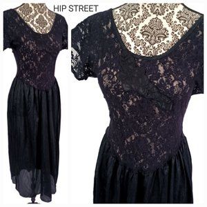 GLORIA VANDERBILT Vintage Stretch Lace & Applique SS Nightgown M